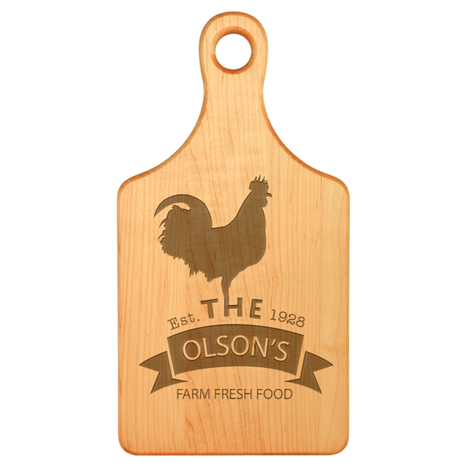 13.5" x 7" Maple Wood Paddle Shaped Cutting Board