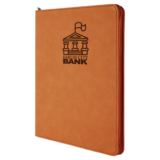 9.5" x 12" Rawhide Leatherette Portfolio with Zipper - Notepad Included - Image 5