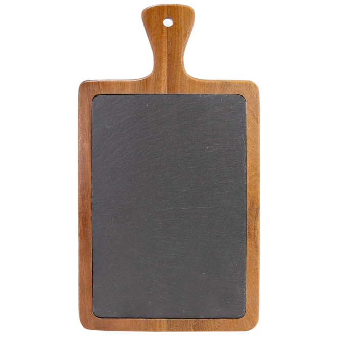 13.25" x 7" Acacia Wood/Slate Cutting Board - Image 2