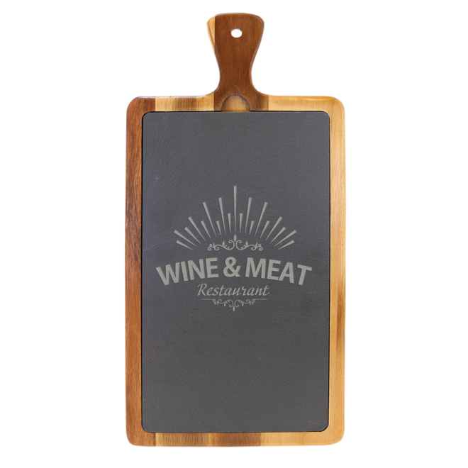 16" x 7.75" Acacia Wood/Slate Cutting Board