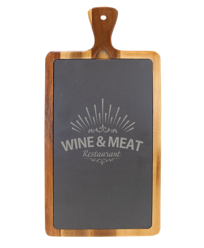 16" x 7.75" Acacia Wood/Slate Cutting Board