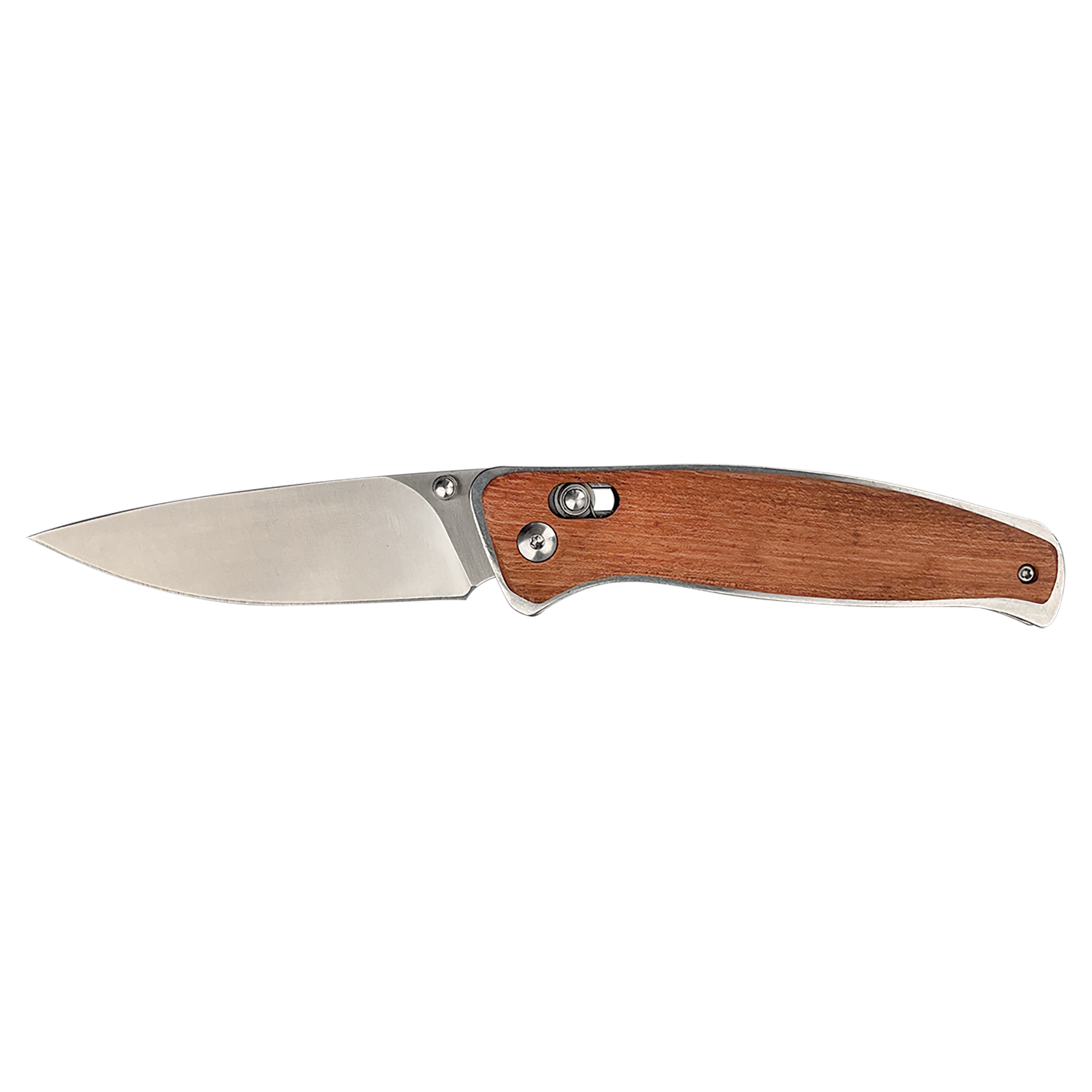 4 1/2" Wood Button Lock Folding Knife - Image 4