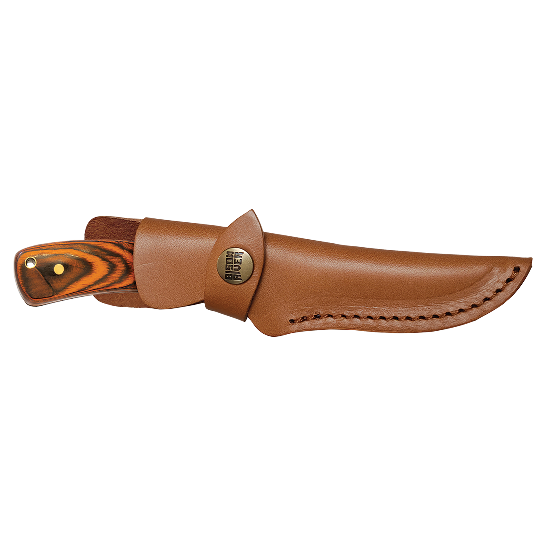 7 3/4" Fixed Blade Wood Knife with Leather Sheath - Image 2